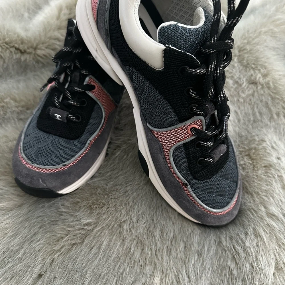 CHANEL Women's Sneakers - Black, Gray, Pink - Picture 2 of 8